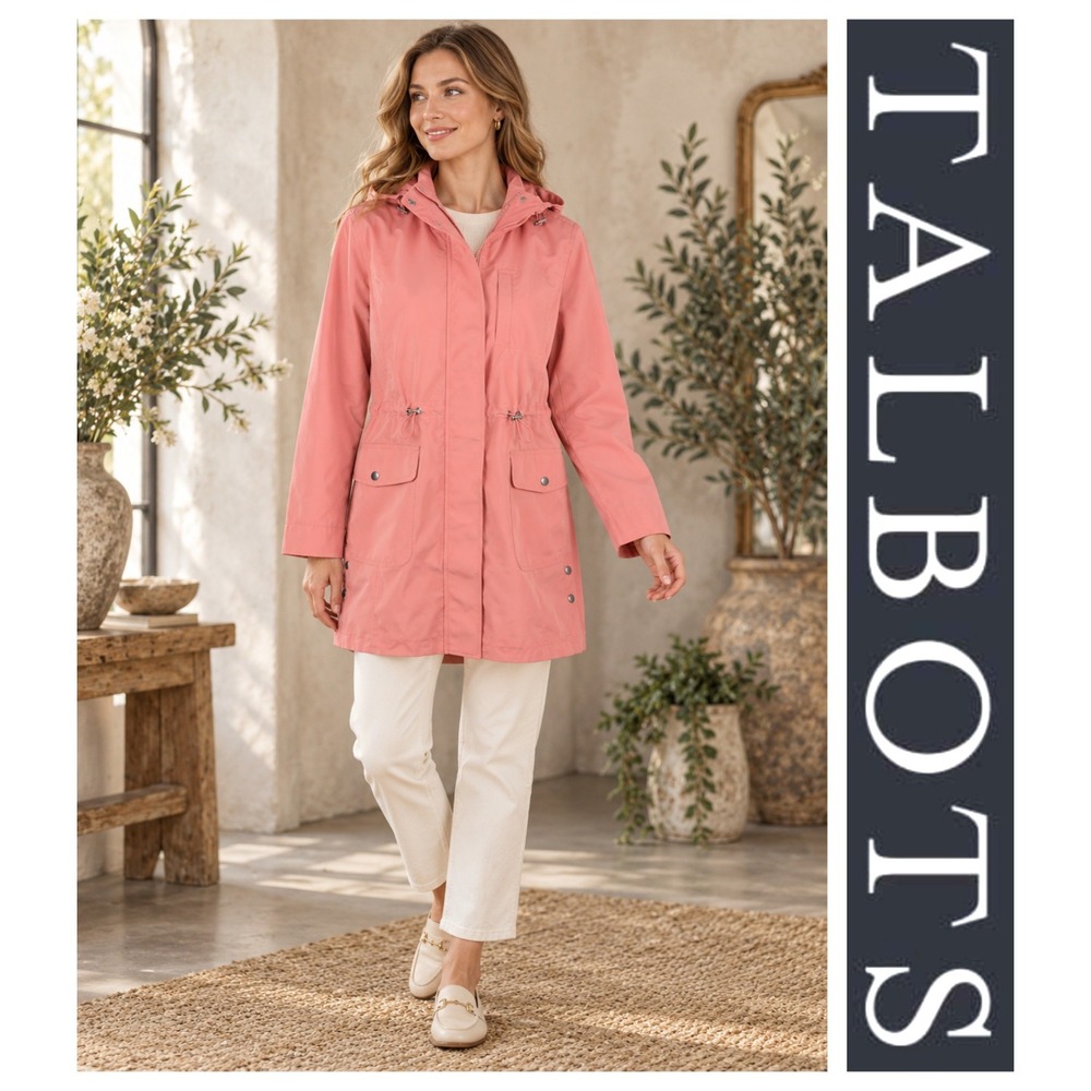 Talbots Pink Snap/Zip Windbreaker Jacket Rain Coat Size S NWT $179